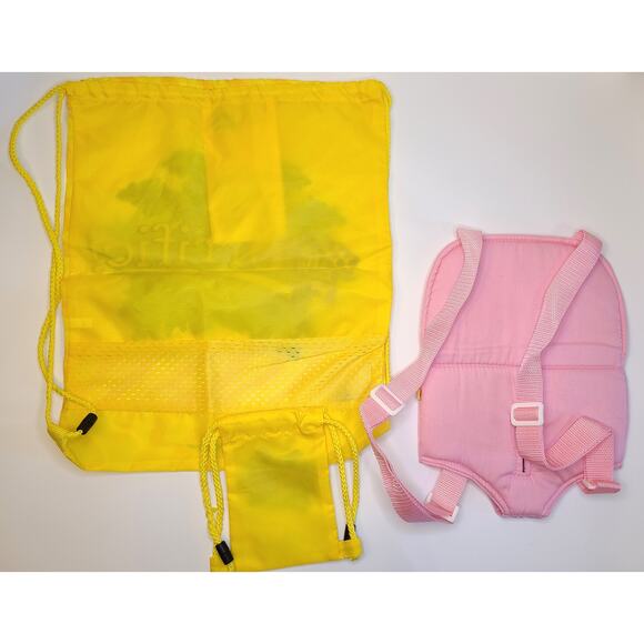 Build A Bear BABW Backpacks 2 Zoorrific Yellow Drawstring 1 Pink Plush Carrier - Picture 2 of 10